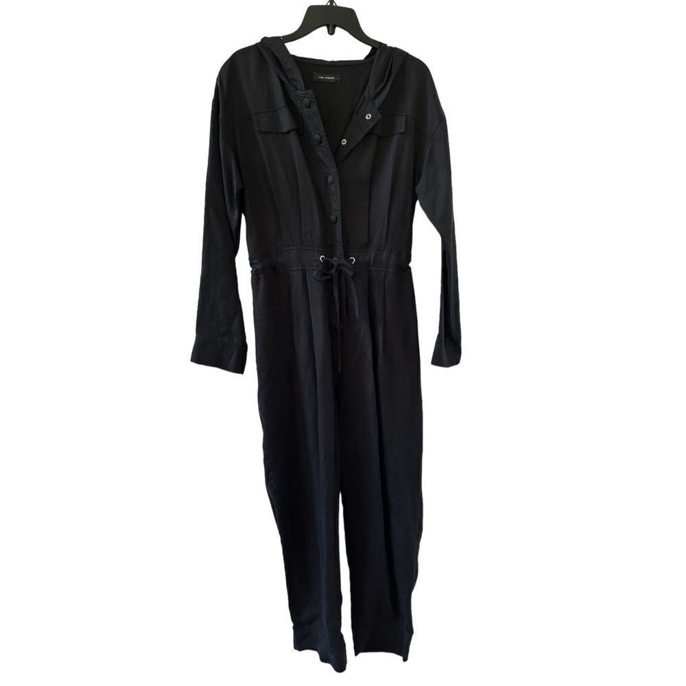 Cop. Copine Linen Blend Hooded Jumpsuit Women’s Black Long Sleeve Size 6